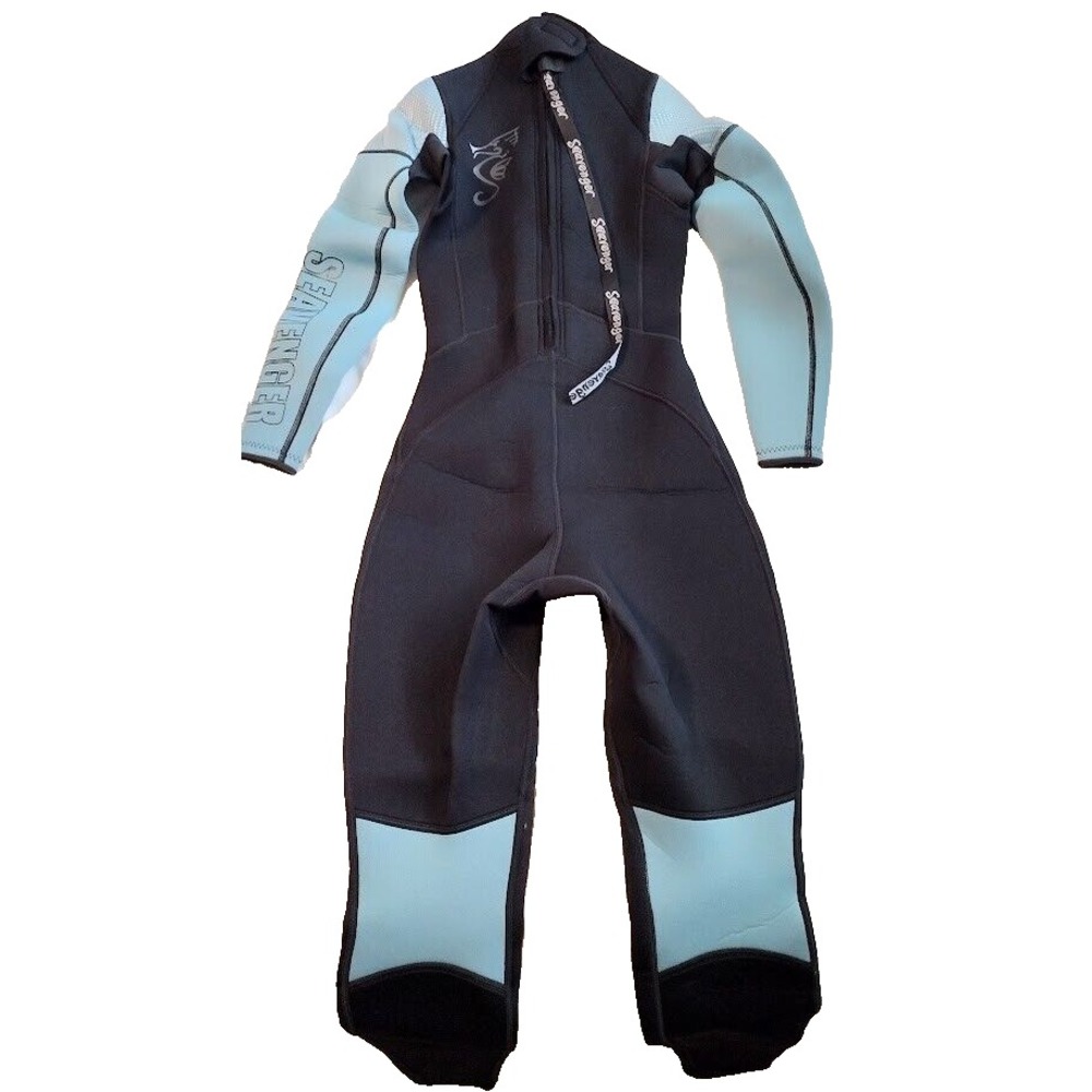 Seavenger Womens Full Body‎ Wetsuit Size 3 Blue Black Neoprene Diving Snorkeling